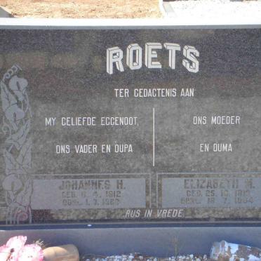 ROETS Johannes H. 1912-1980 &amp; Elizabeth M. 1919-1984