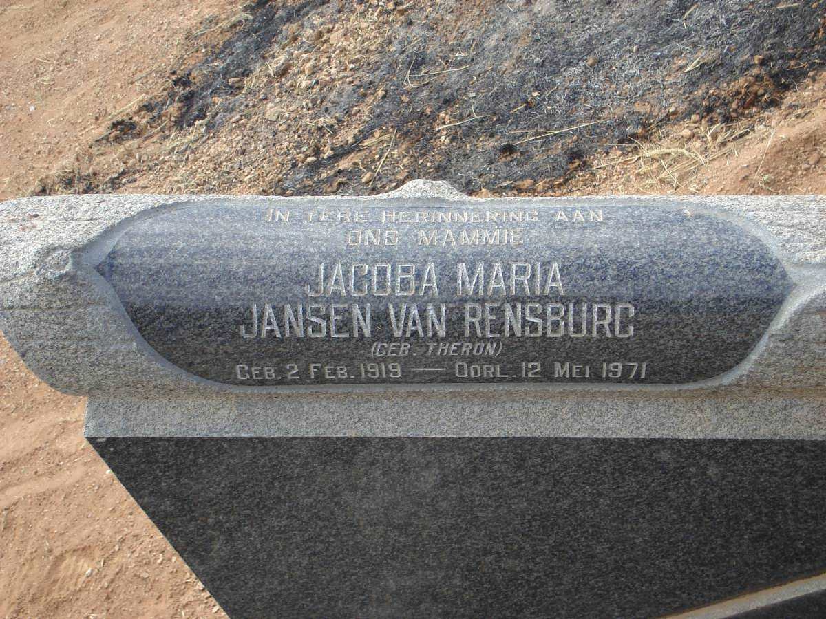 RENSBURG Jacoba Maria, Jansen van nee THERON 1919-1971