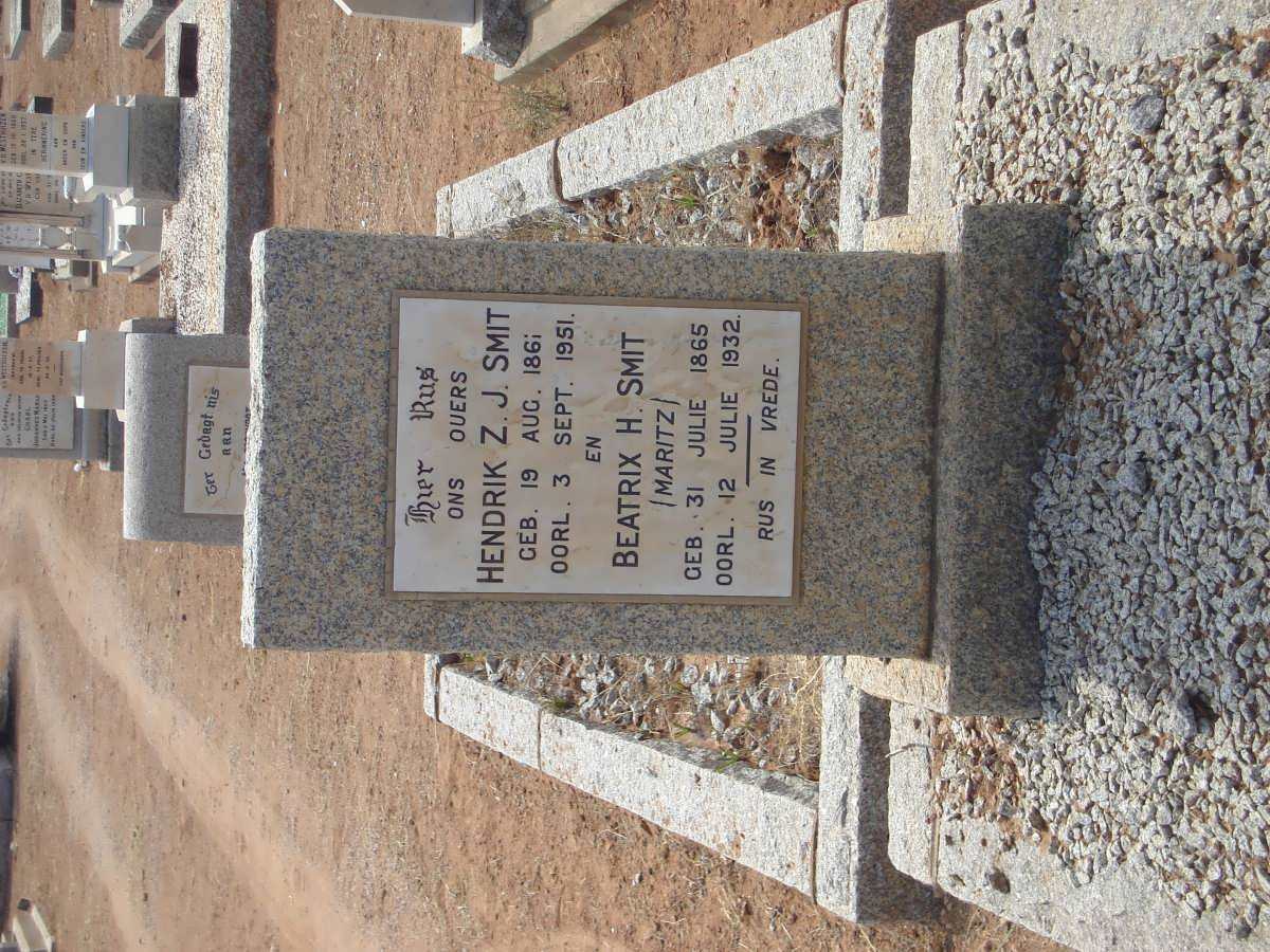 SMIT Hendrik Z.J. 1861-1951 &amp; Beatrix H. MARITZ 1865-1932