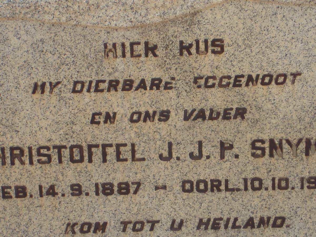 SNYMAN Christoffel J.J.P. 1887-19??