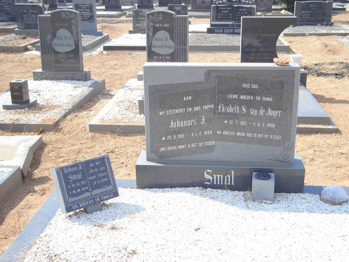 SMAL Johannes J. 1912-1969 &amp; Elizabeth S. DE JAGER 1921-1999 :: SMAL Johan J. 1951-1998