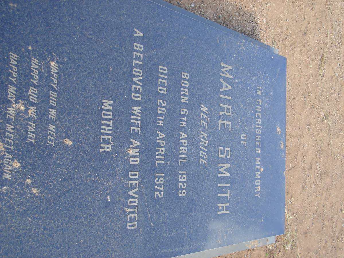 SMITH Maire nee KRIGE 1929-1972