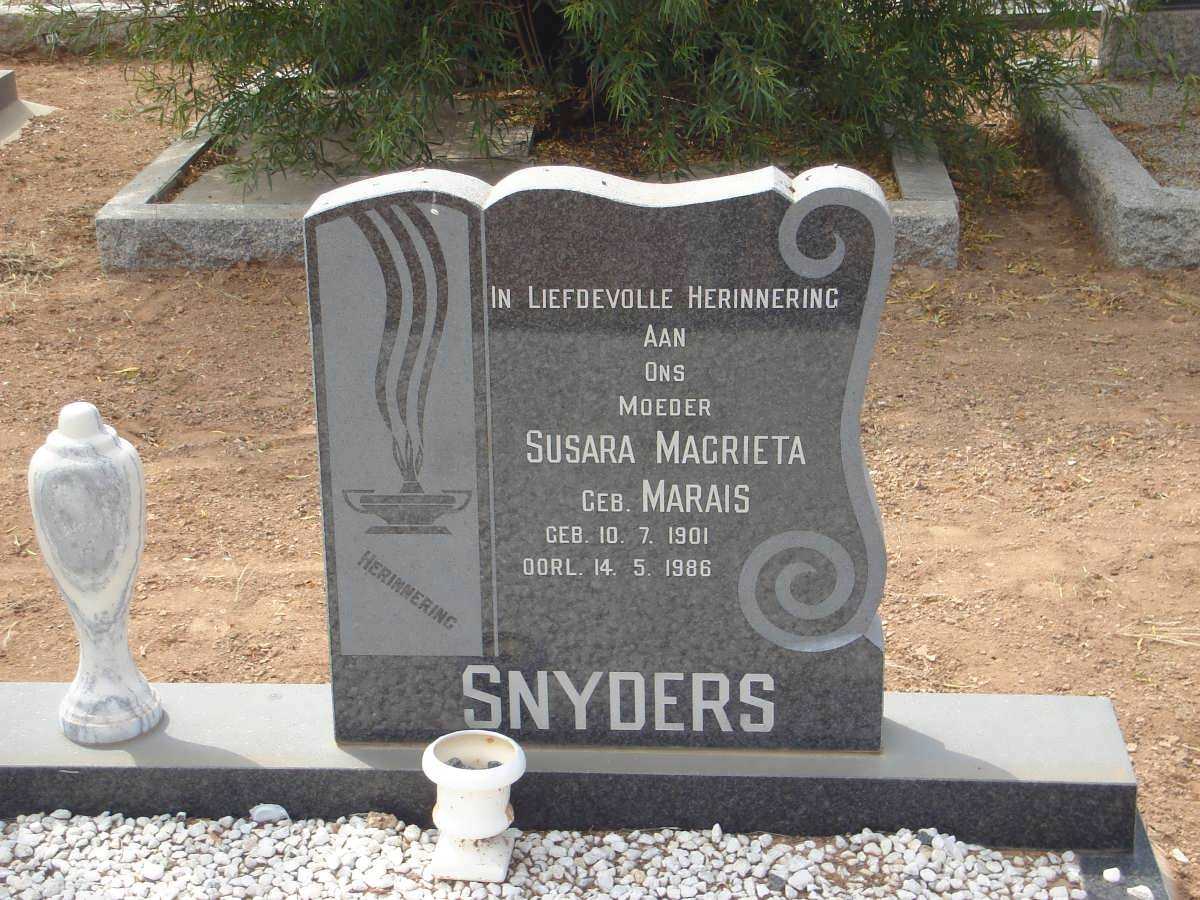 SNYDERS Susara Magrieta nee MARAIS 1901-1986