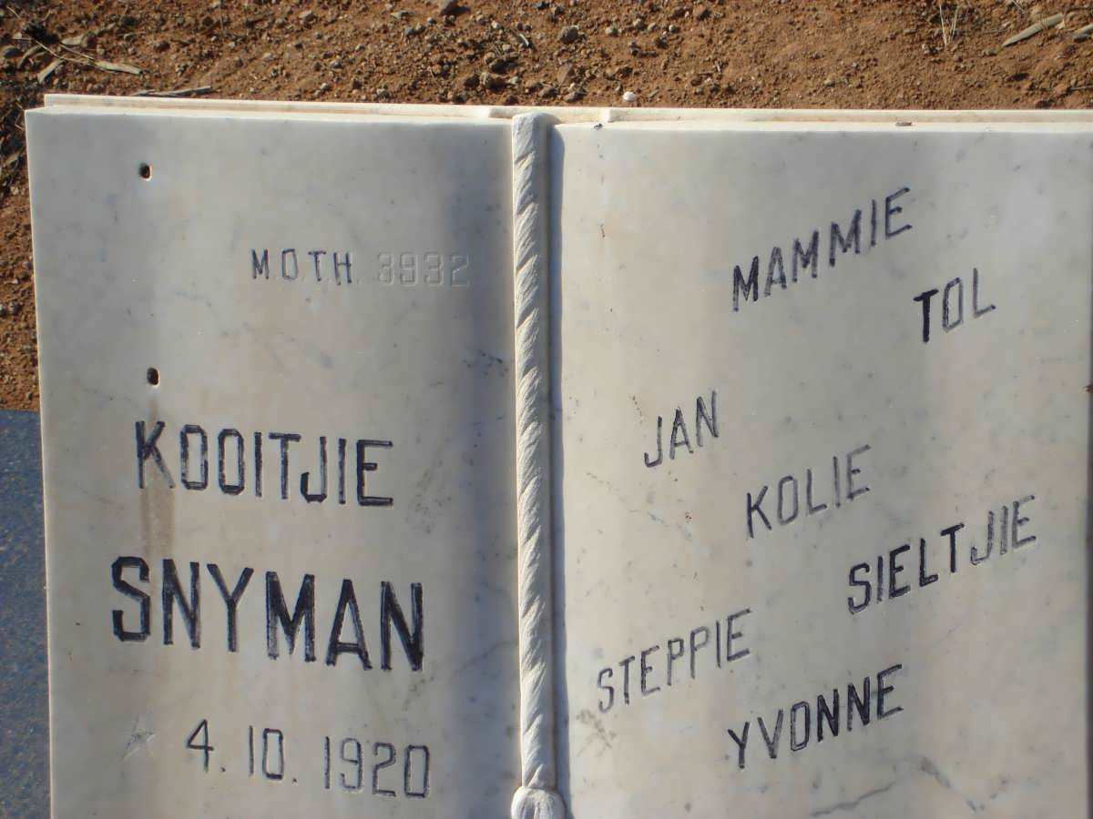 SNYMAN Kooitjie 1920-1977