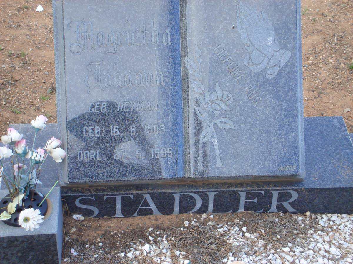 STADLER Magrietha Johanna HEYMAN 1903-1995