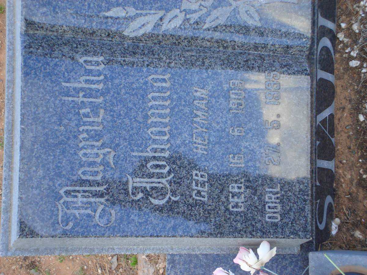 STADLER Magrietha Johanna HEYMAN 1903-1995