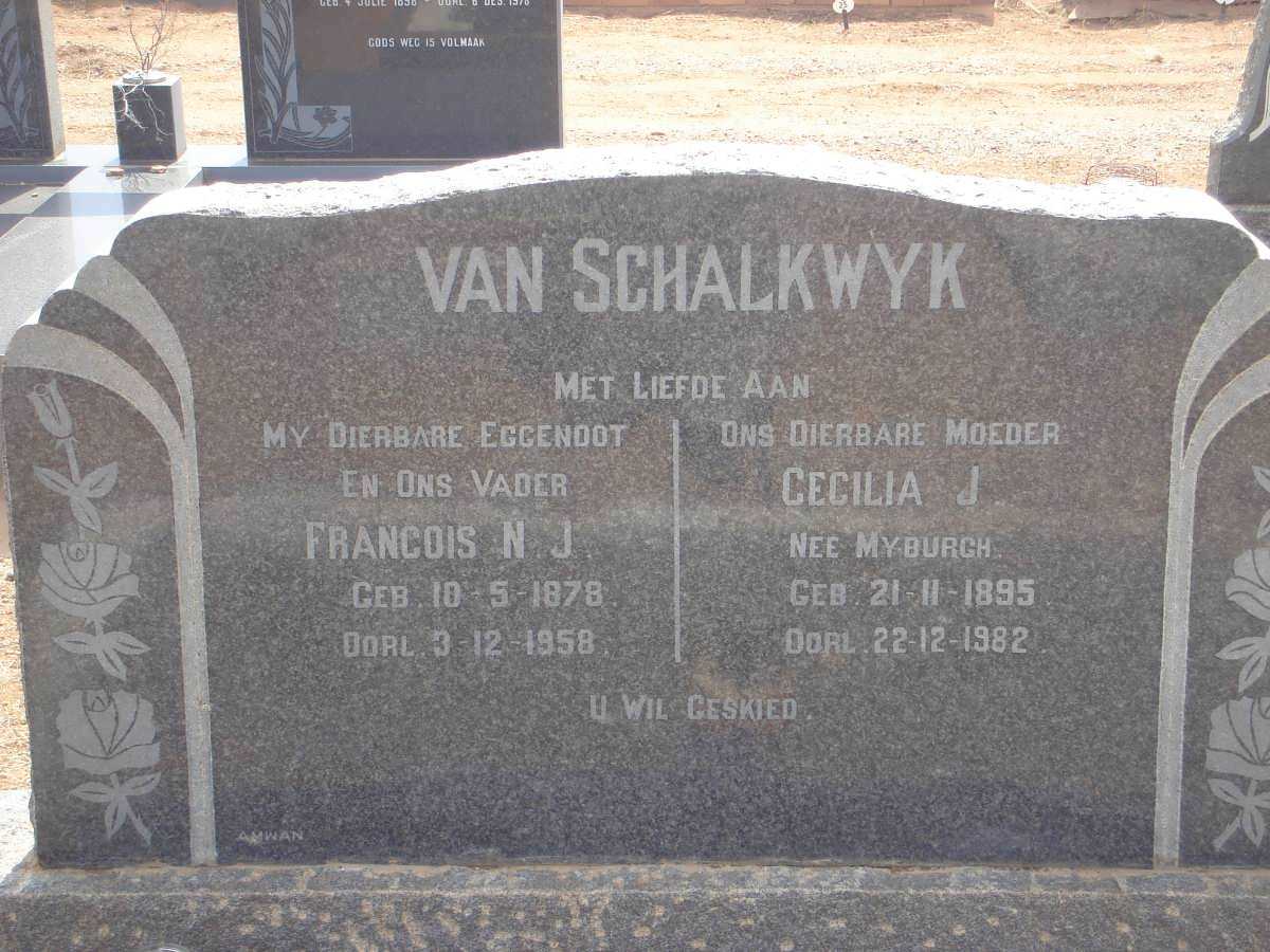 SCHALKWYK Francois N.J., van 1878-1958 &amp; Cecilia J. MYBURGH 1895-1982
