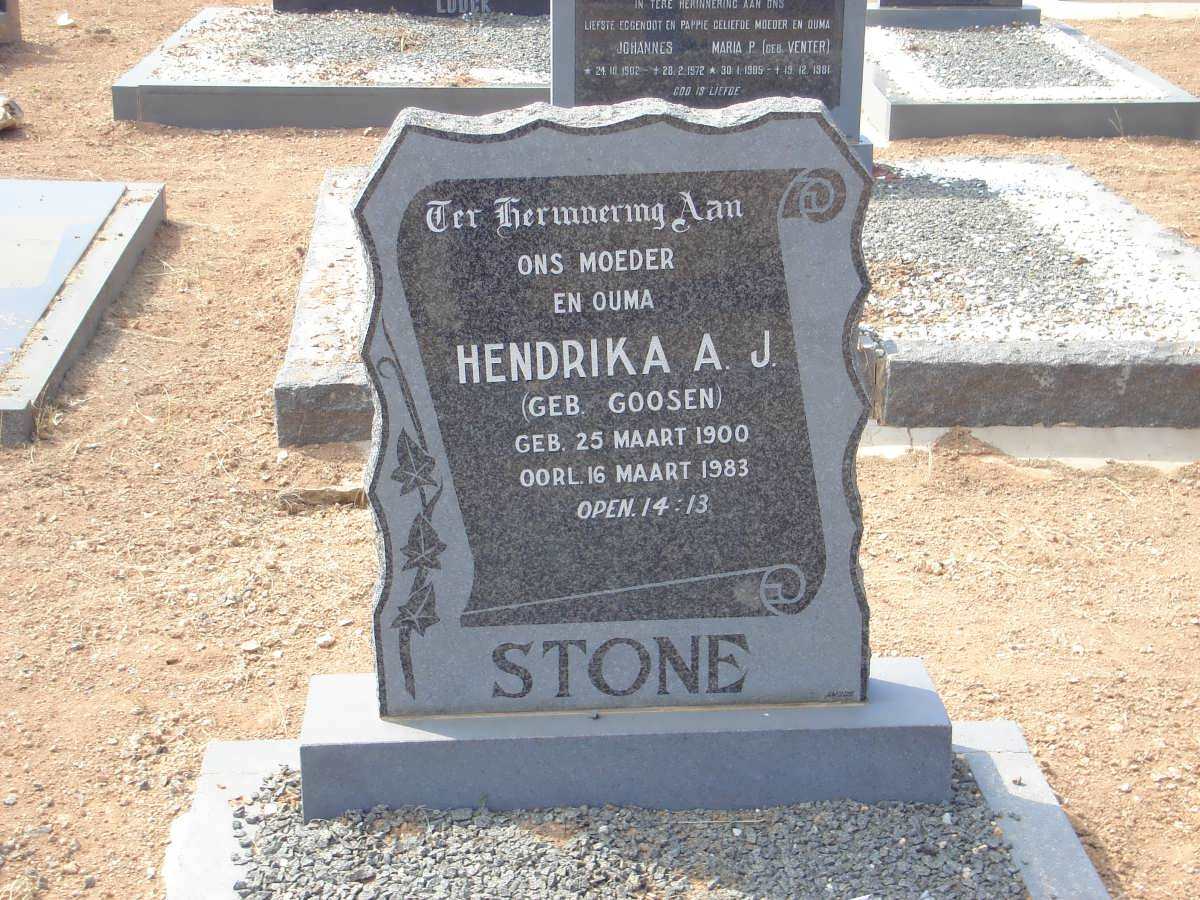 STONE Hendrika A.J. nee GOOSEN 1900-1983