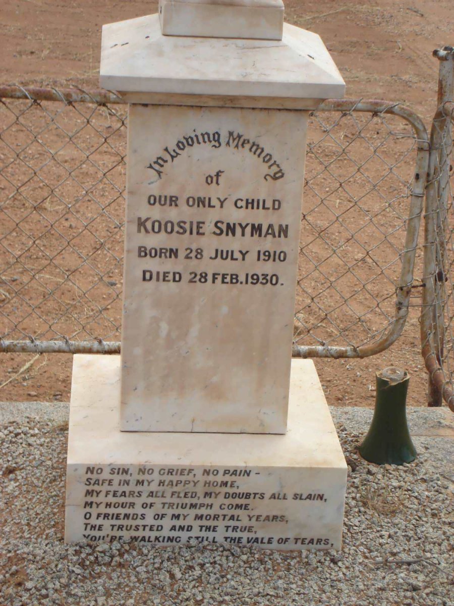 SNYMAN Koosie 1910-1930