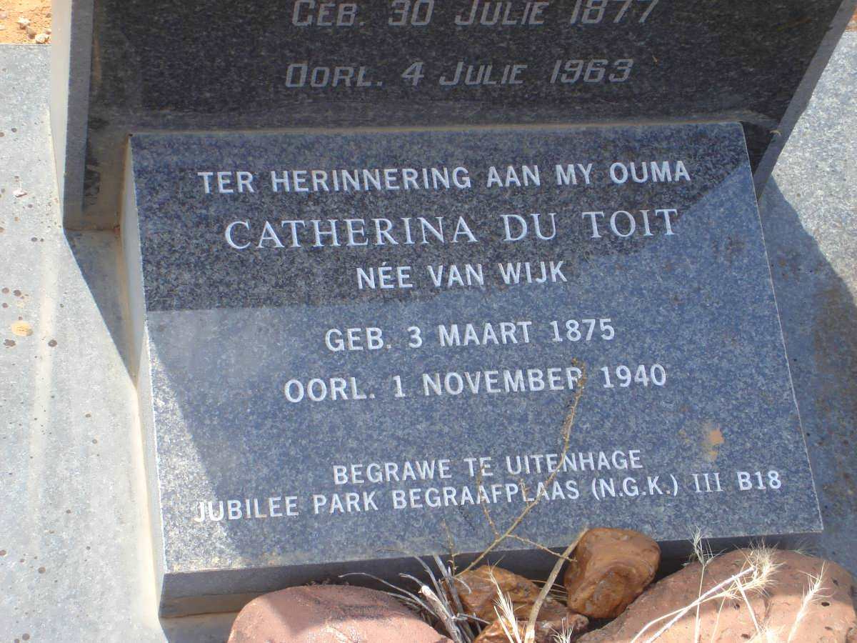 TOIT Catherina, du nee VAN WIJK 1875-1940