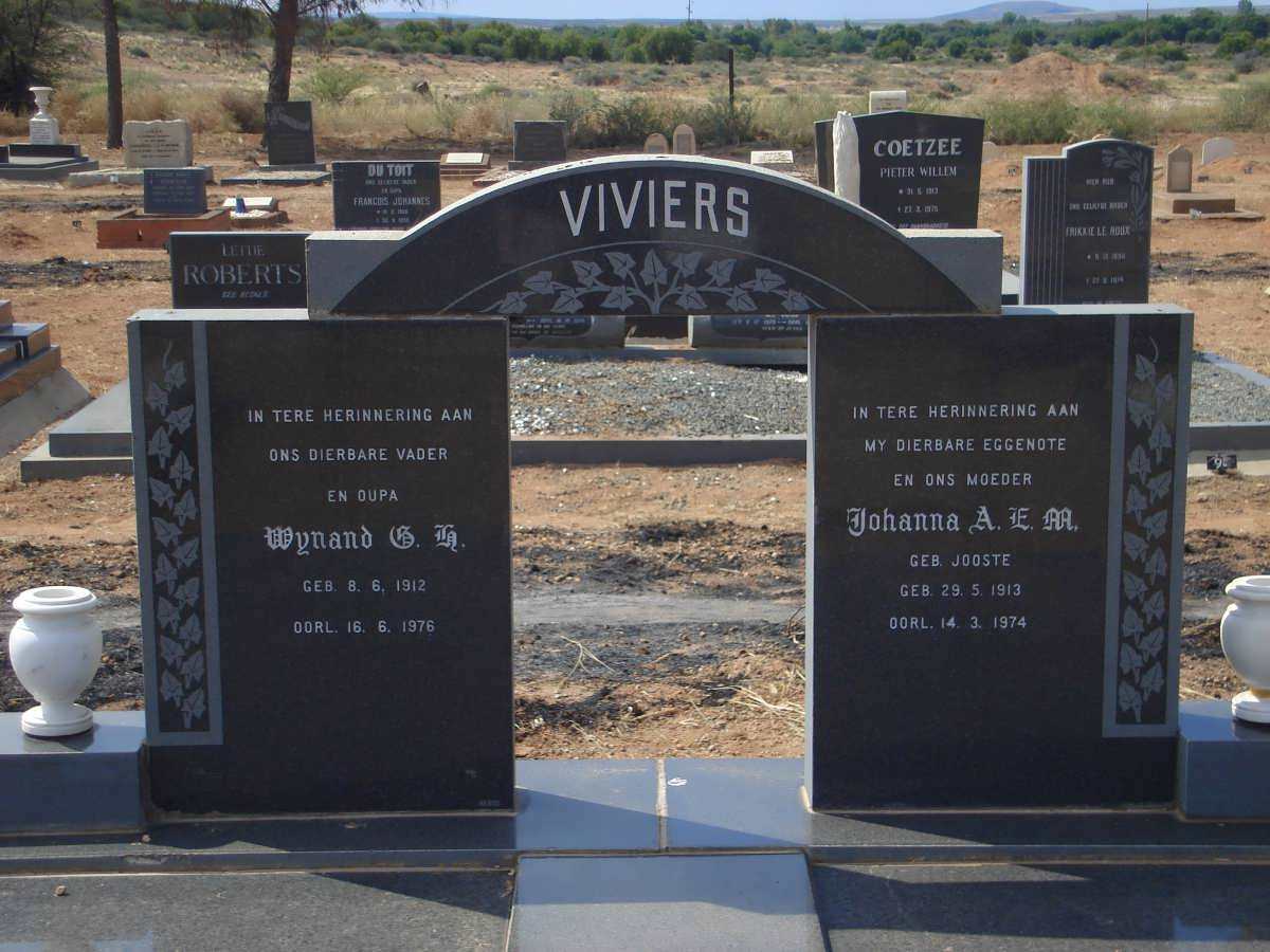 VIVIERS Wynand G. H. 1912-1976 &amp; Johanna A.E.M. JOOSTE 1913-1974