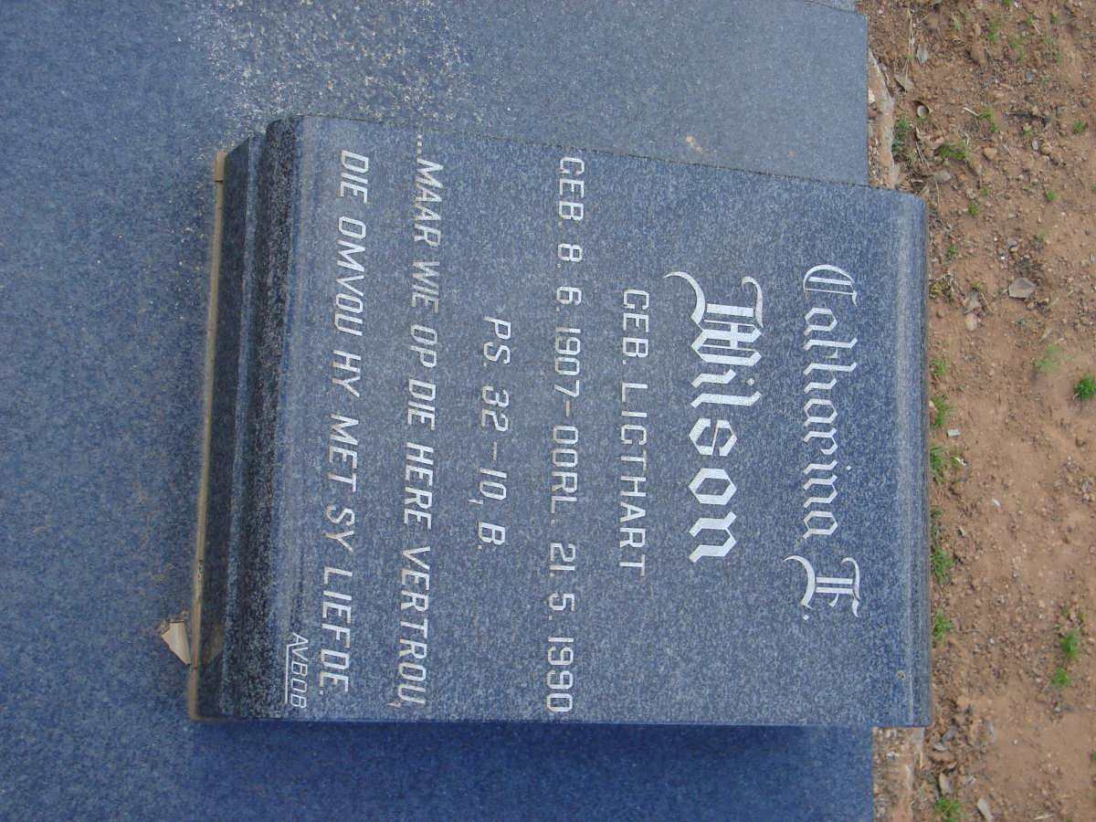 WILSON Catharina F. nee LIGTHART 1907-1990
