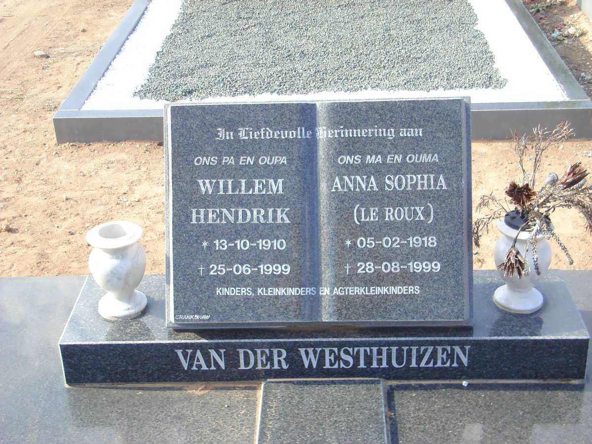 WESTHUIZEN Willem Hendrik, van der 1910-1999 &amp; Anna Sophia LE ROUX 1918-1999
