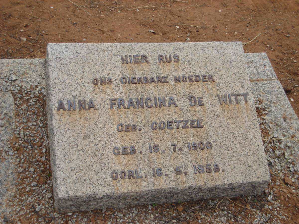 WITT Anna Francina, de nee COETZEE 1900-1958