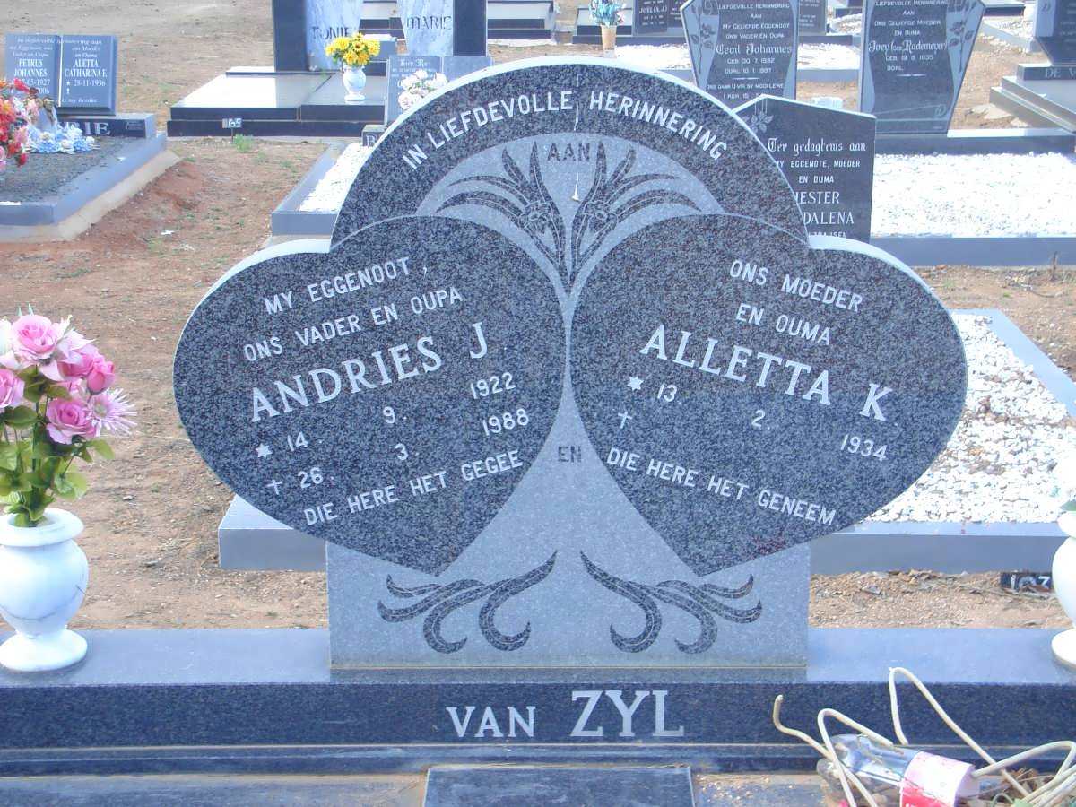 ZYL Andries J., van 1922-1988 &amp; Alletta K. 1934-