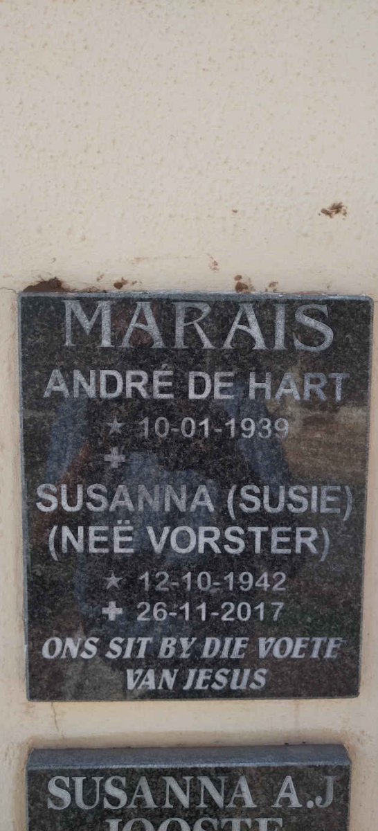 MARAIS Andre de Hart 1939- & Susanna VORSTER 1942-2017