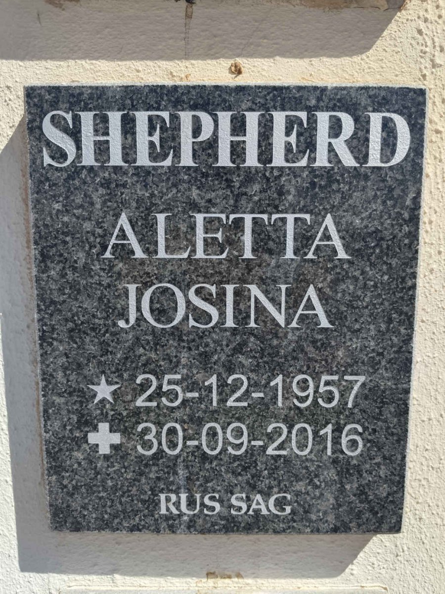 SHEPHERD Aletta Josina 1957-2016