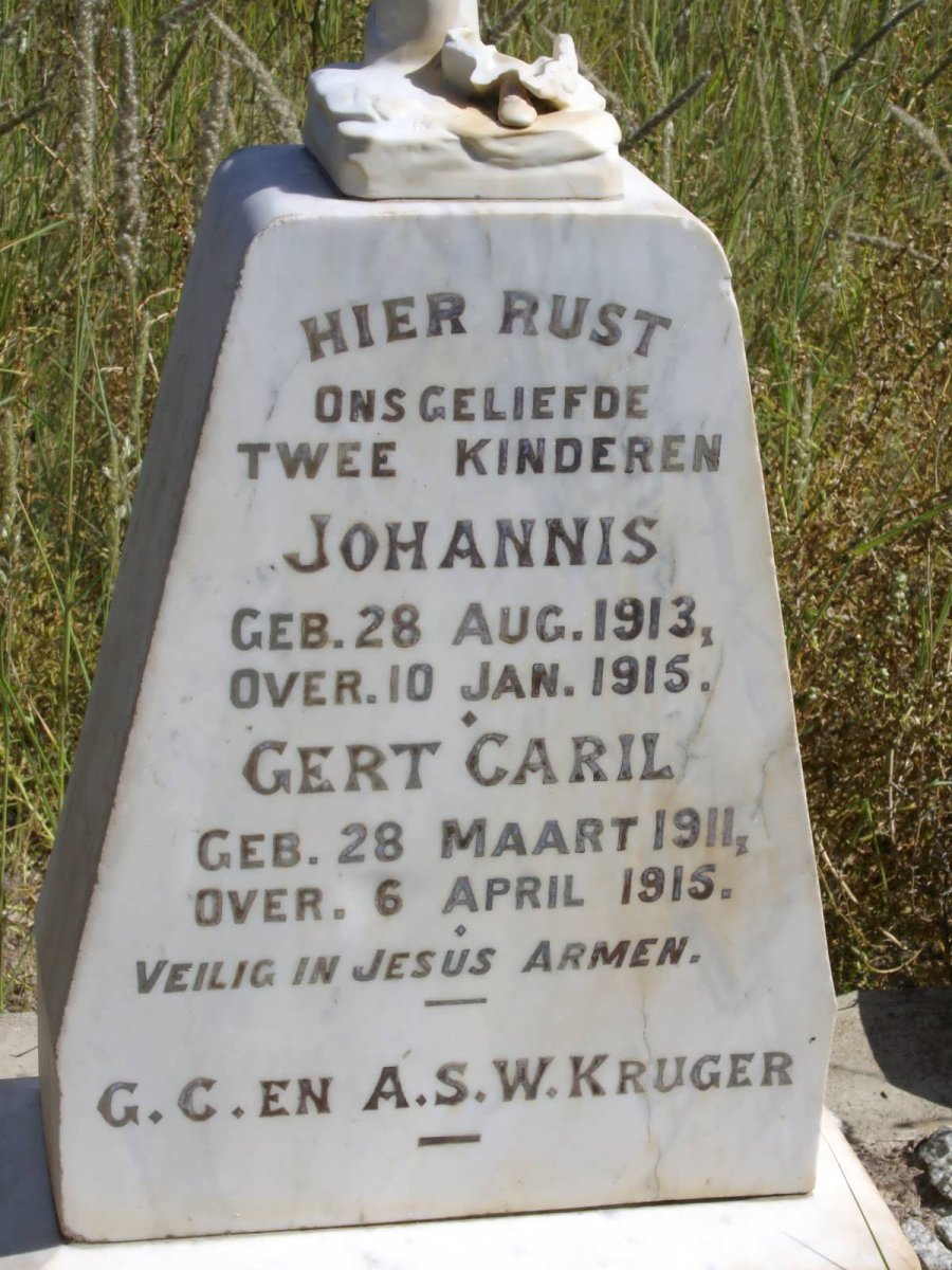 KRUGER  Gert Caril 1911-1915 :: KRUGER Johannis 1913-1915