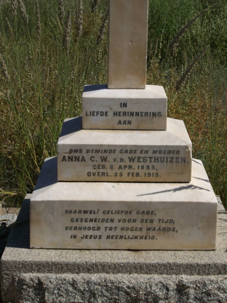 WESTHUIZEN Anna C.W., v.d. 1885-1915