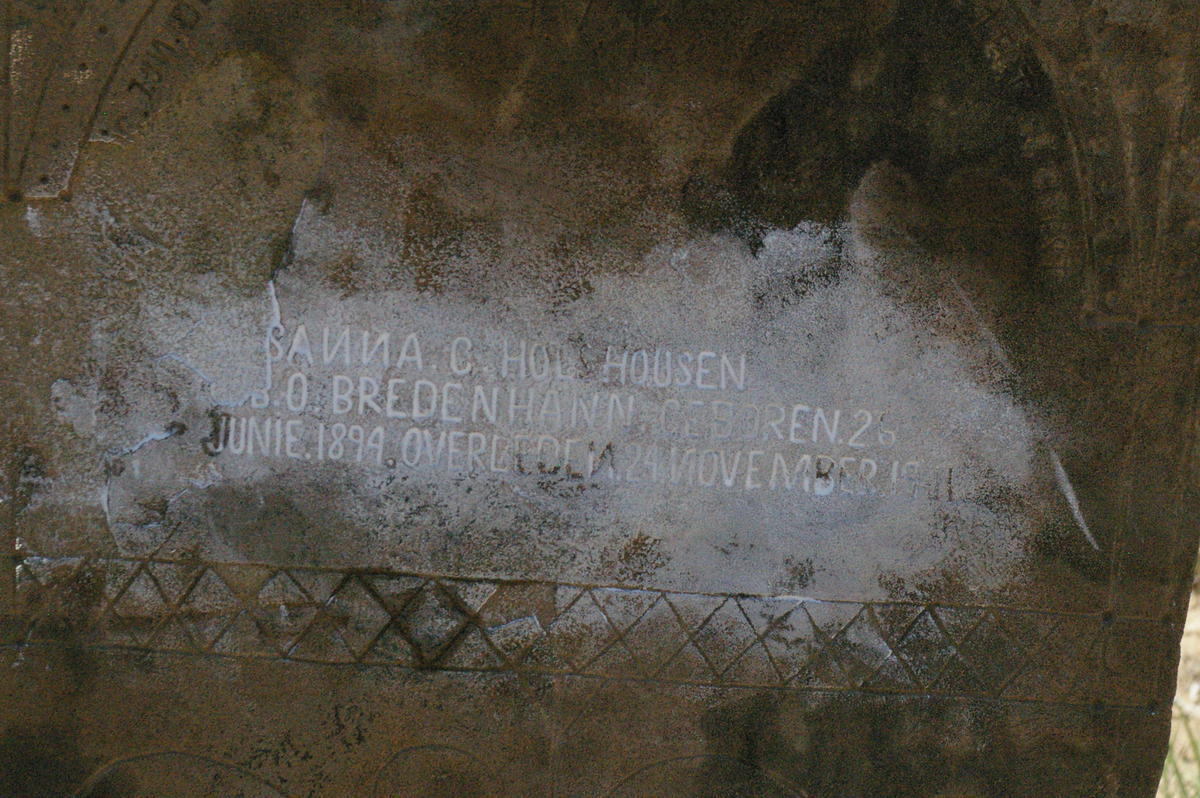 HOLSHOUSEN Susanna C. nee BREDENHANN 1894-1911