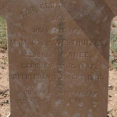 WESTHUIZEN M.M.C., v.d. nee MAREE 1882-1910