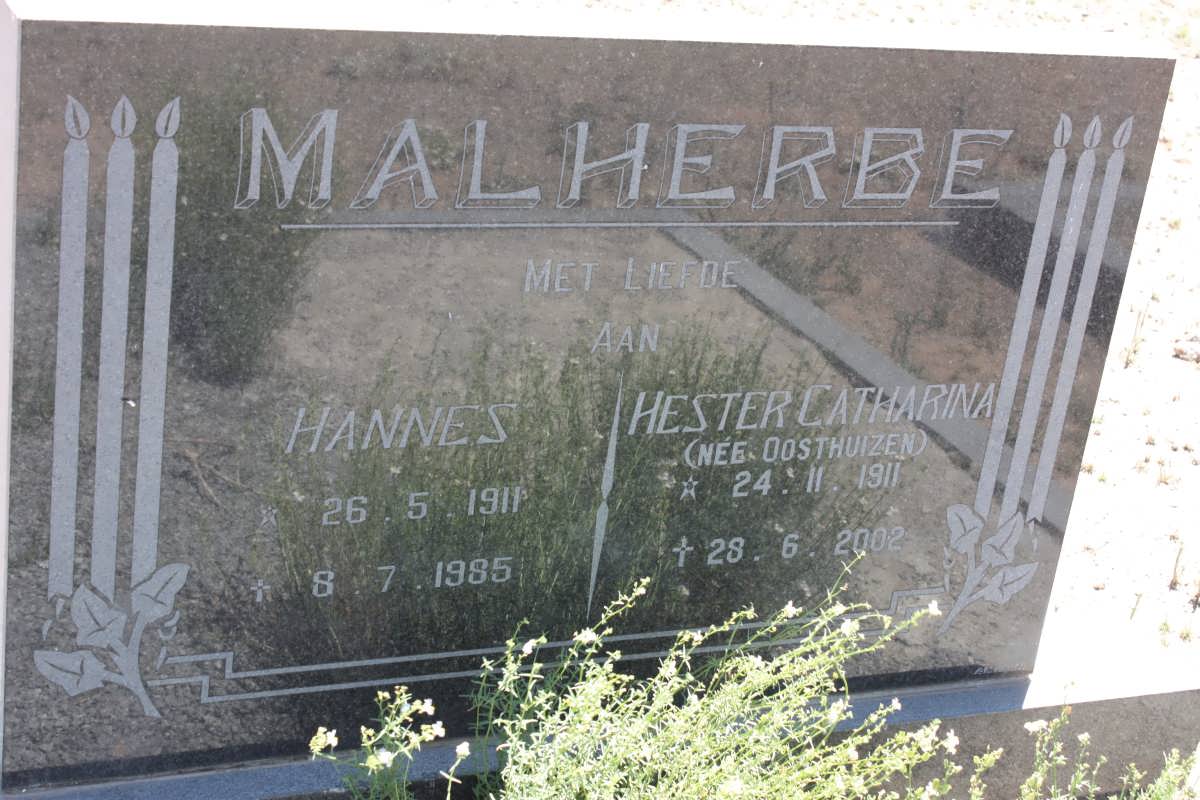 MALHERBE Hannes 1911-1985 &amp; Hester Catharina OOSTHUIZEN 1911-2002