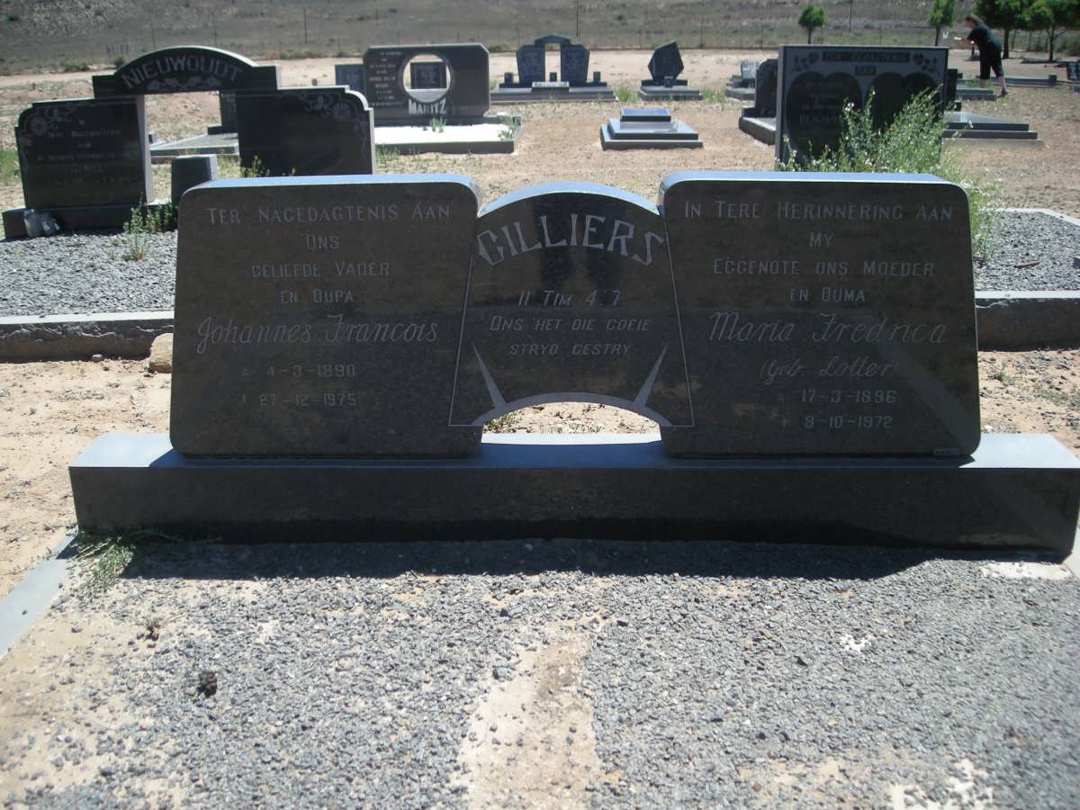 CILLIERS Johannes Francois 1890-1975 &amp; Maria Fredrica LOTTER 1896-1972