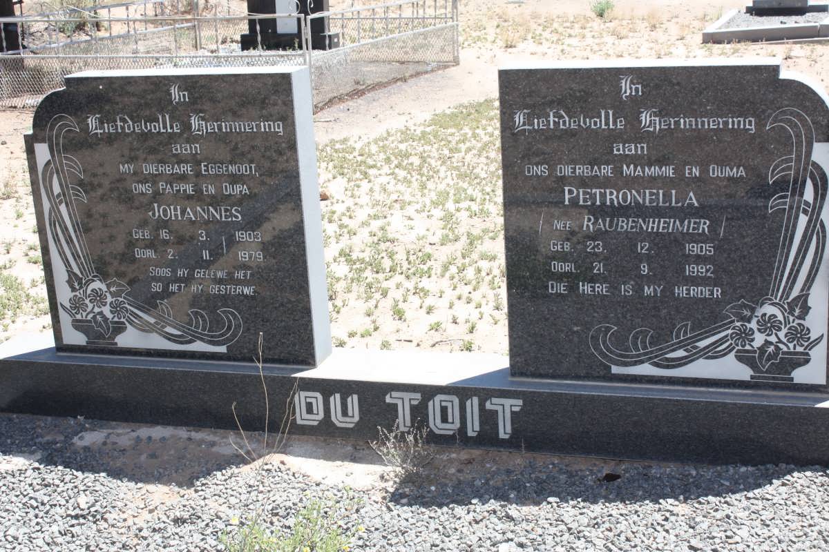 TOIT Johannes, du 1903-1979 &amp; Petronella RAUBENHEIMER 1905-1992