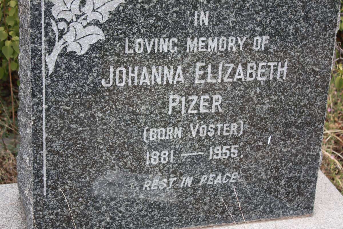 PIZER Johanna Elizabeth nee VOSTER 1881-1955