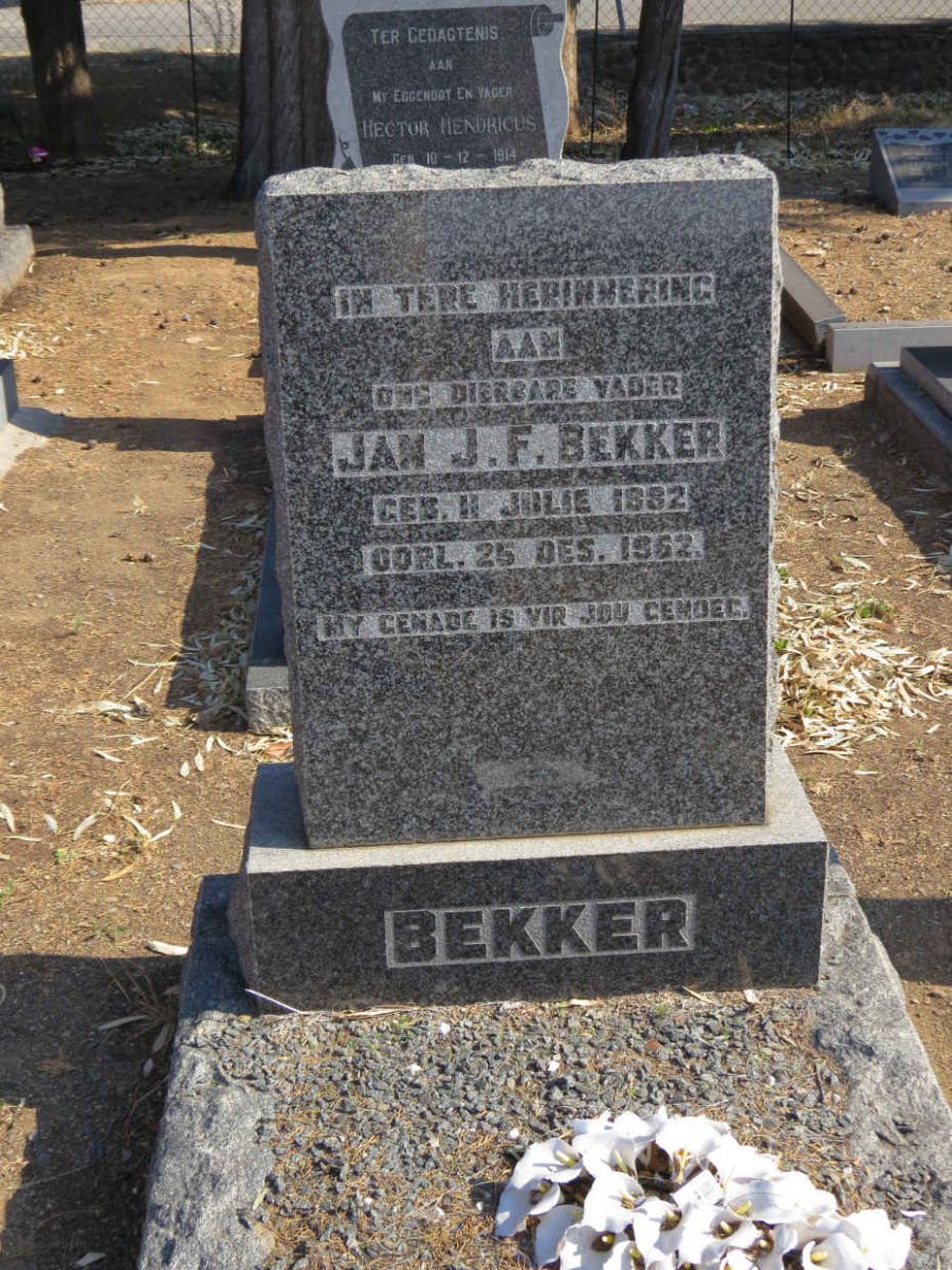 BEKKER J.F. 1882-1962 &amp; Alida Susarah Cicilia 1883-1959