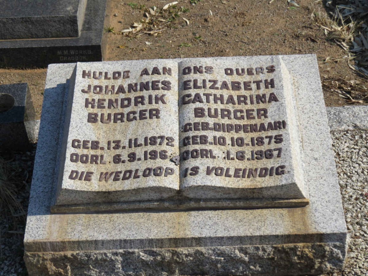BURGER Johannes Hendrik 1872-1964 &amp; Elizabeth Catharina DIPPENAAR 1875-1967