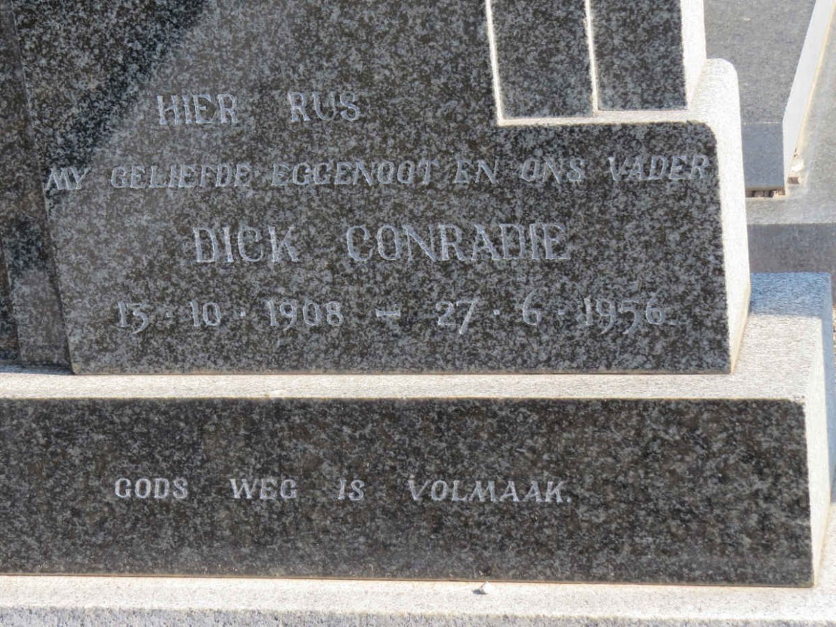 CONRADIE Dick 1908-1956 &amp; Elizabeth Catharina 1909-1982