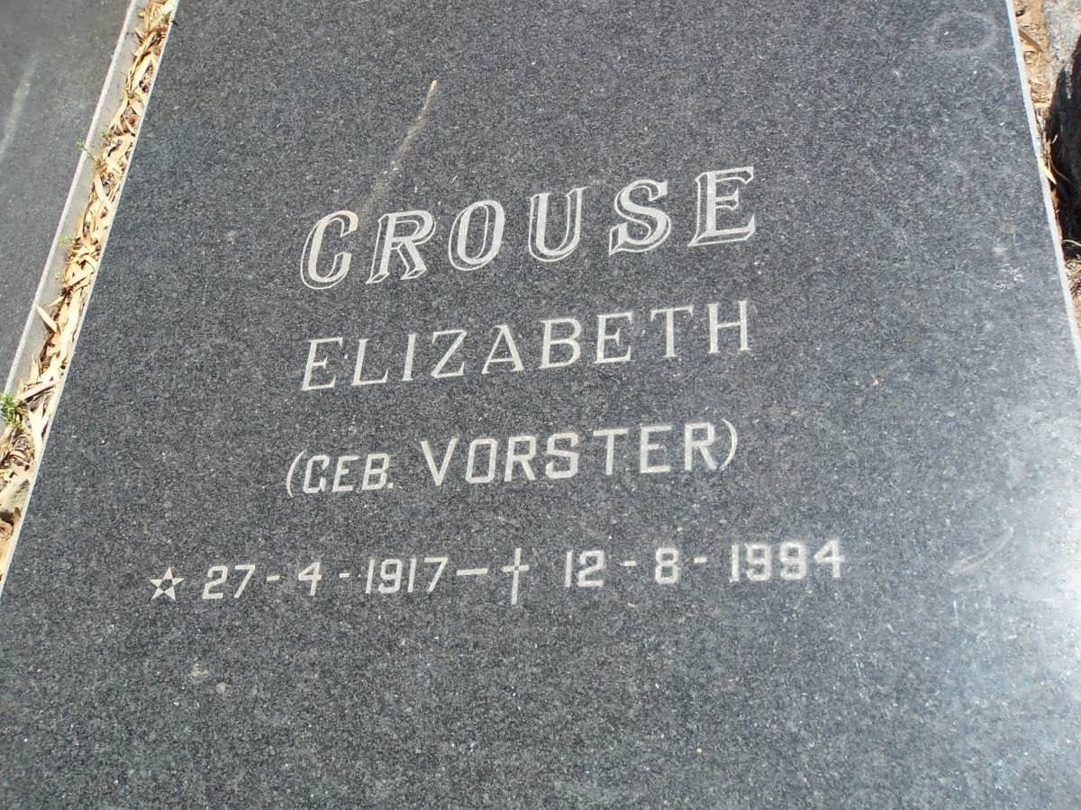 CROUSE Elizabeth nee VORSTER 1917-1994