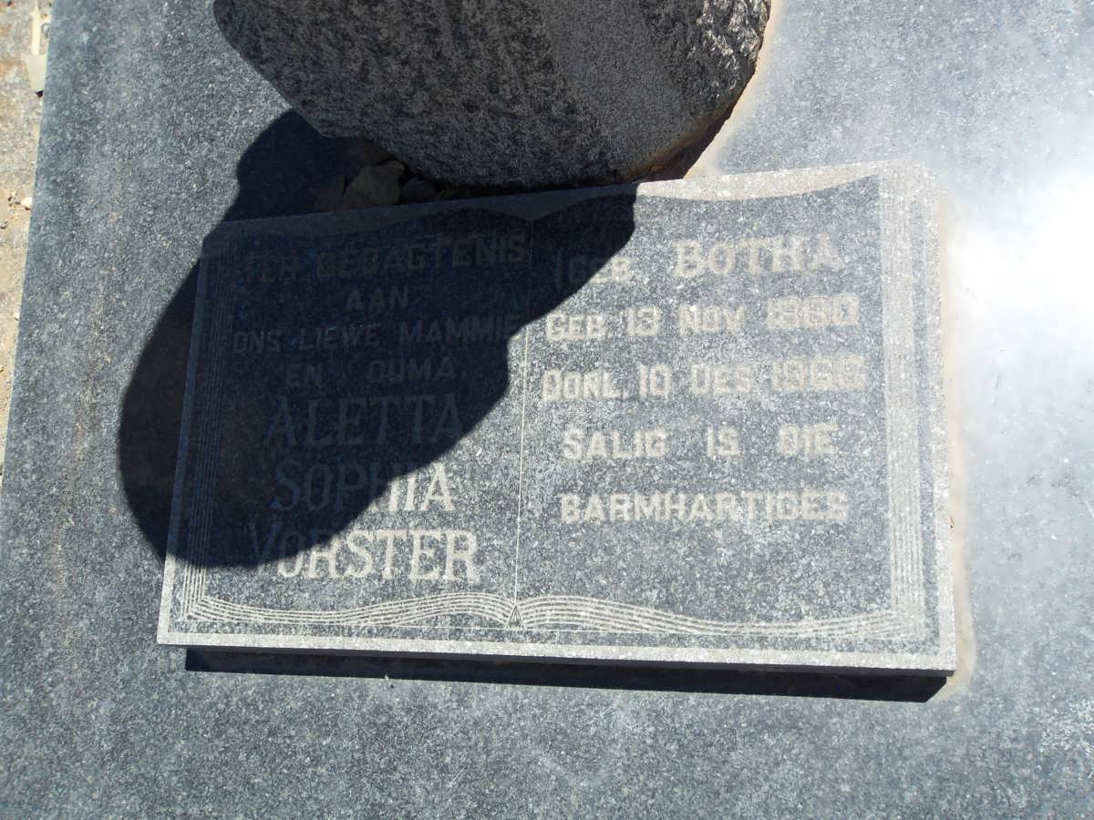 VORSTER Aletta Sophia nee BOTHA 1880-1966