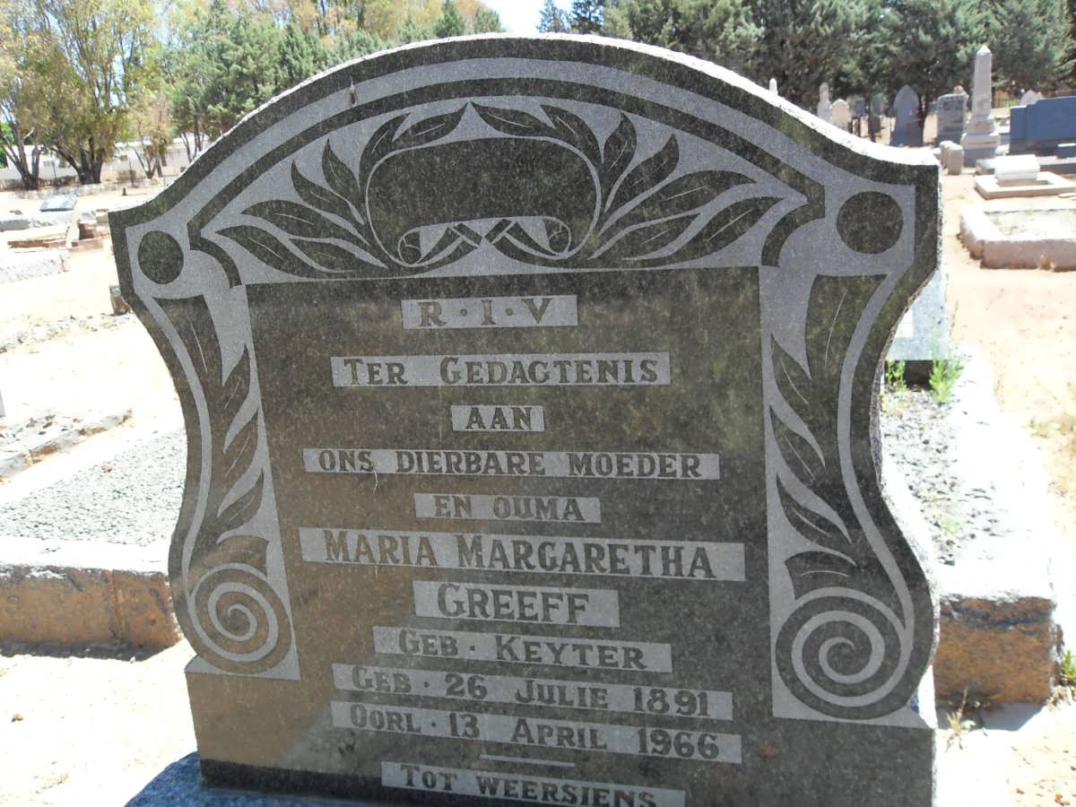 GREEFF Maria Margaretha nee KEYTER 1891-1966