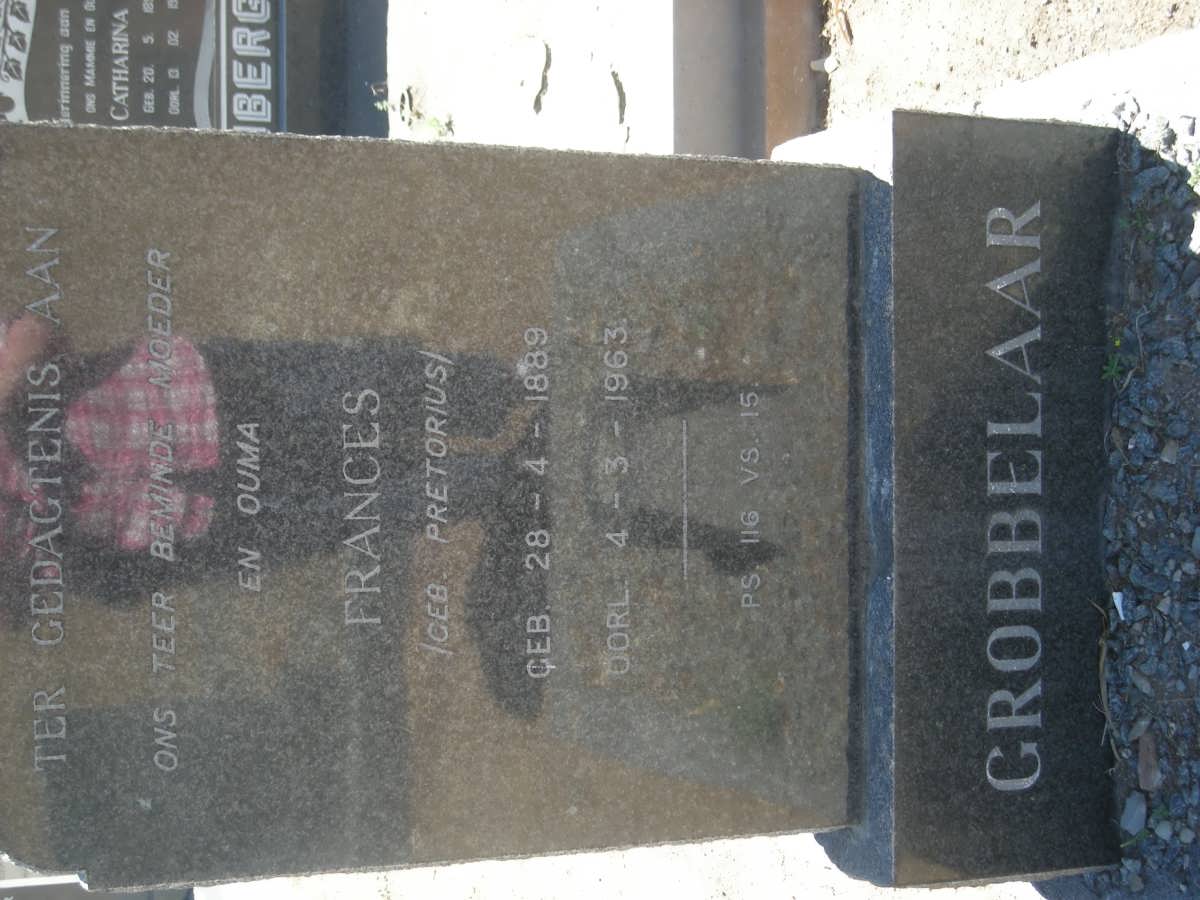 GROBBELAAR Frances nee PRETORIUS 1889-1963