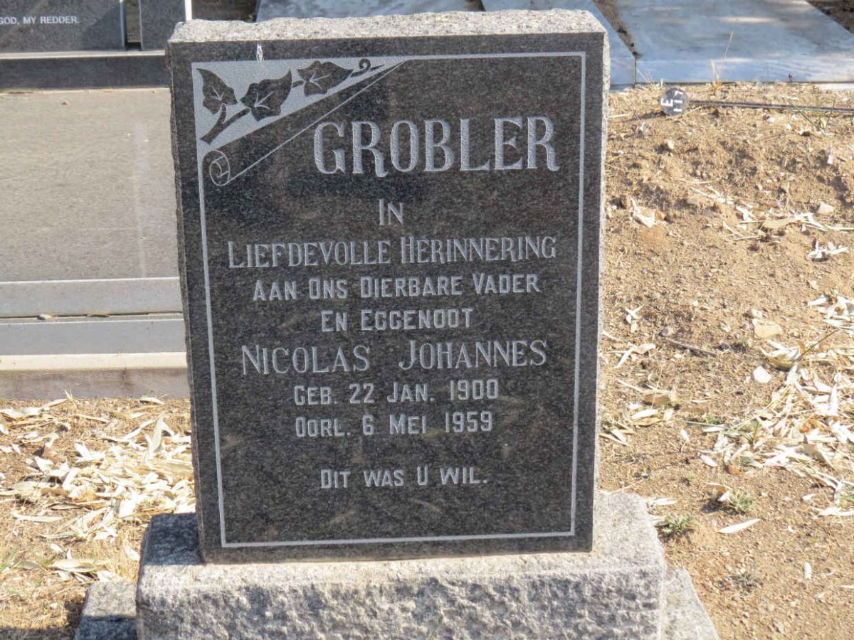 GROBLER Nicolas Johannes 1900-1959