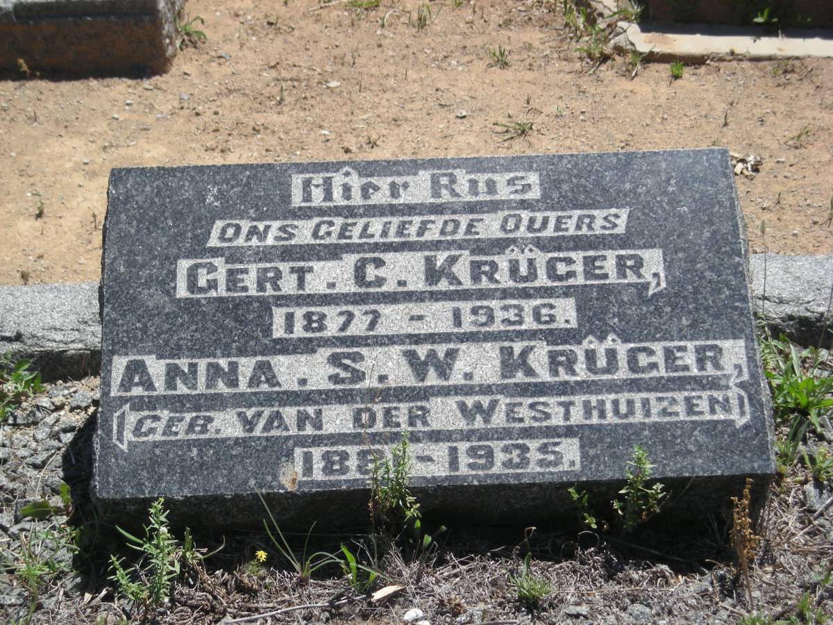 KRÜGER Gert C. 1877-1936 &amp; Anna S.W. VAN DER WESTHUIZEN 1881-1935
