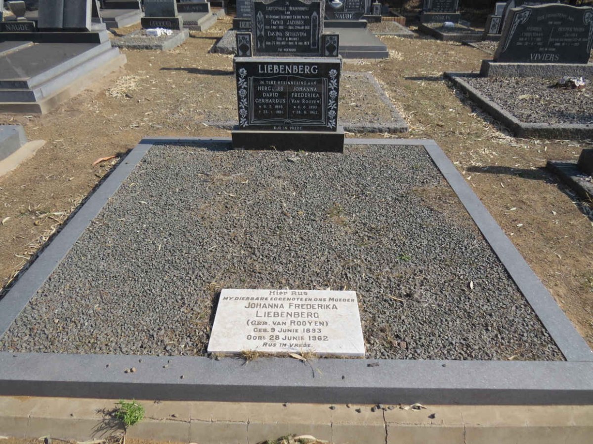 LIEBENBERG Hercules David Gerhardus 1895-1981 &amp; Johanna Frederika Van Rooyen 1893-1962