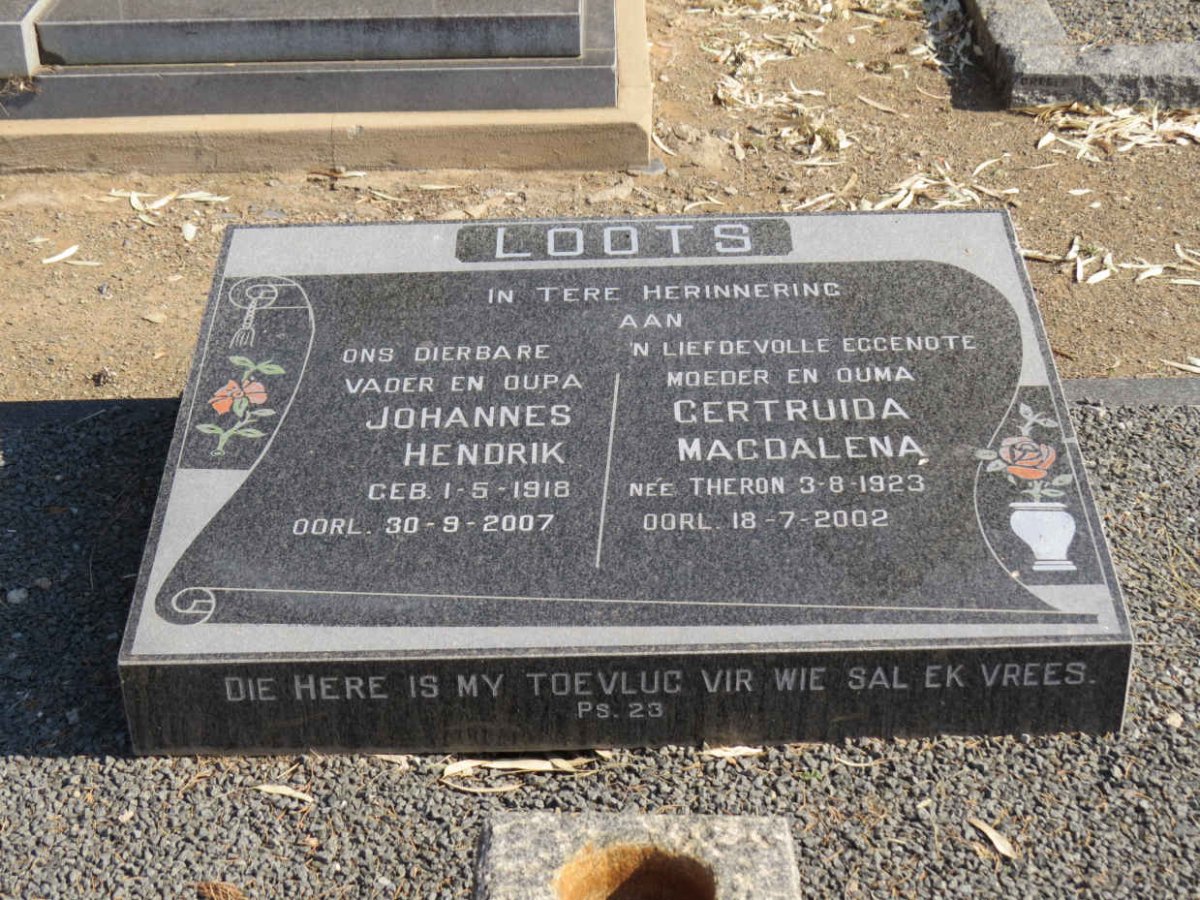 LOOTS Johannes Hendrik 1918-2007 &amp; Gertruida Magdalena THERON 1923-2002