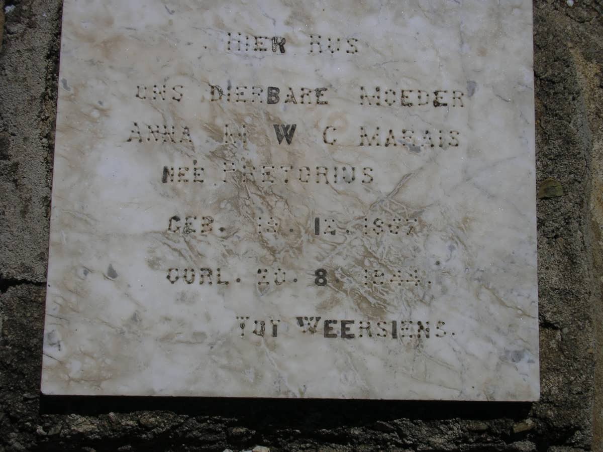 MARAIS Anna M.W.C. nee PRETORIUS 1867-1944