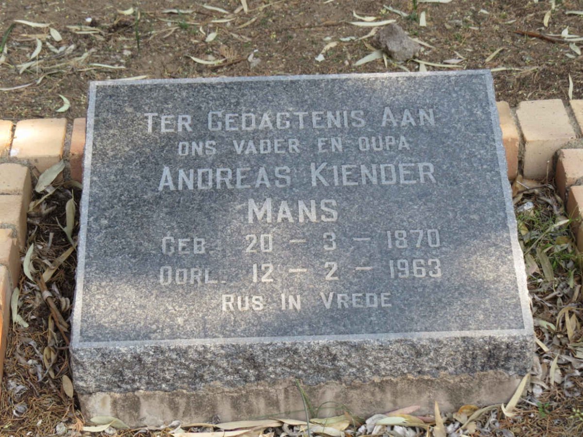 MANS Andreas Kiender 1870-1963