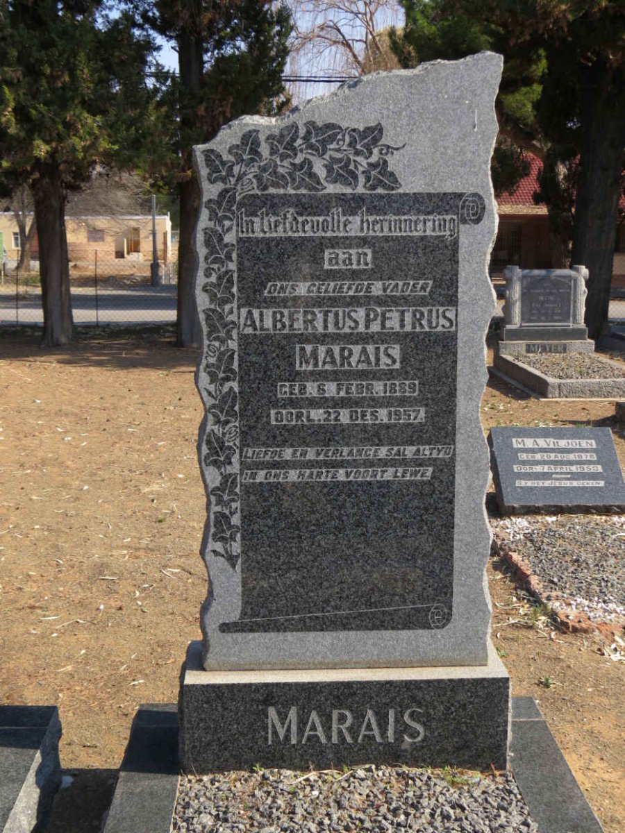 MARAIS Albertus Petrus 1889-1957 &amp; Maria Magdalena V.D. MERWE 1891-1952