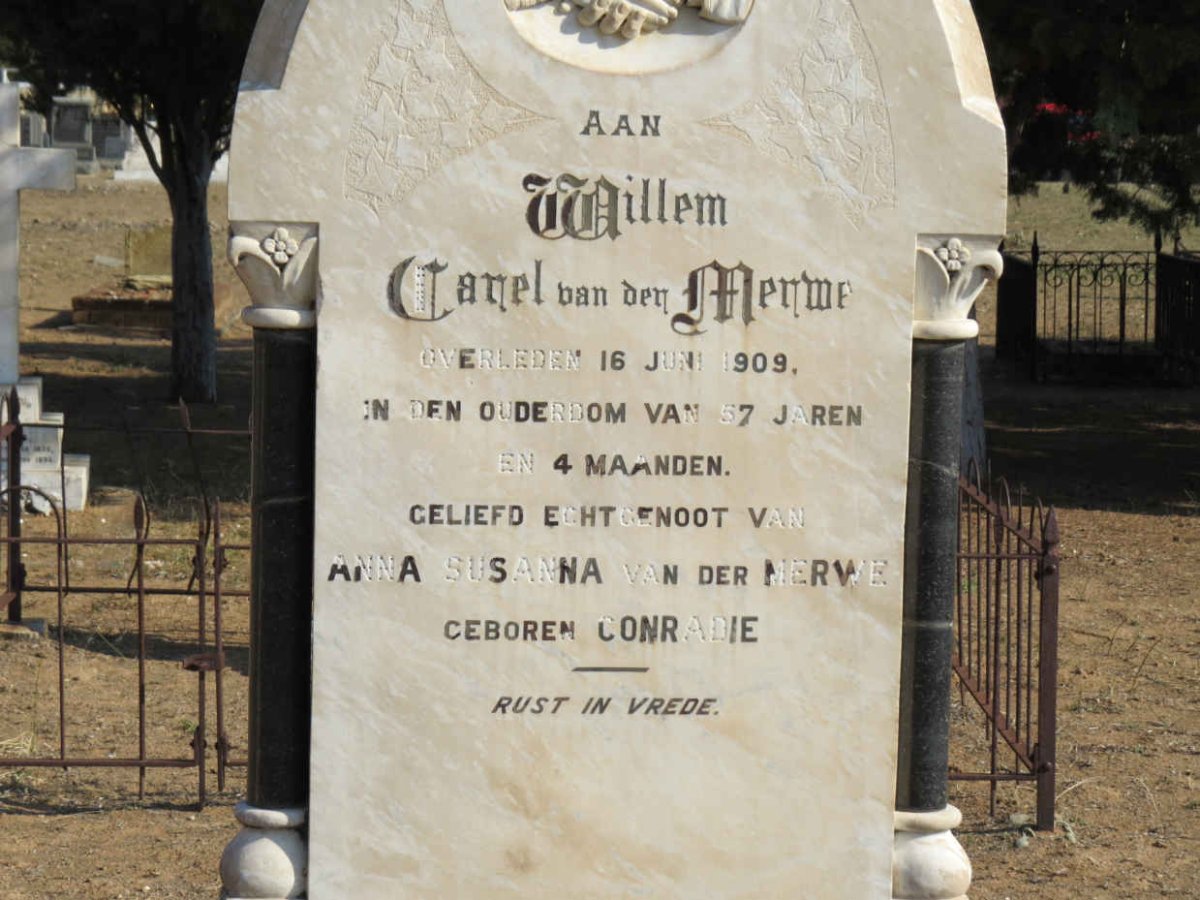 MERWE Carel, van den -1909 &amp; Anna Susanna CONRADIE :: V.D. MERWE B.J.P. 1878-1902 :: V.D. MERWE N.J. 1873-1899