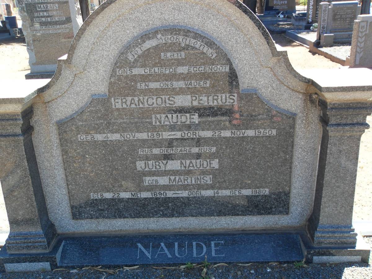 NAUDE Francois Petrus 1891-1950 &amp; Juby MARTINS 1890-1980