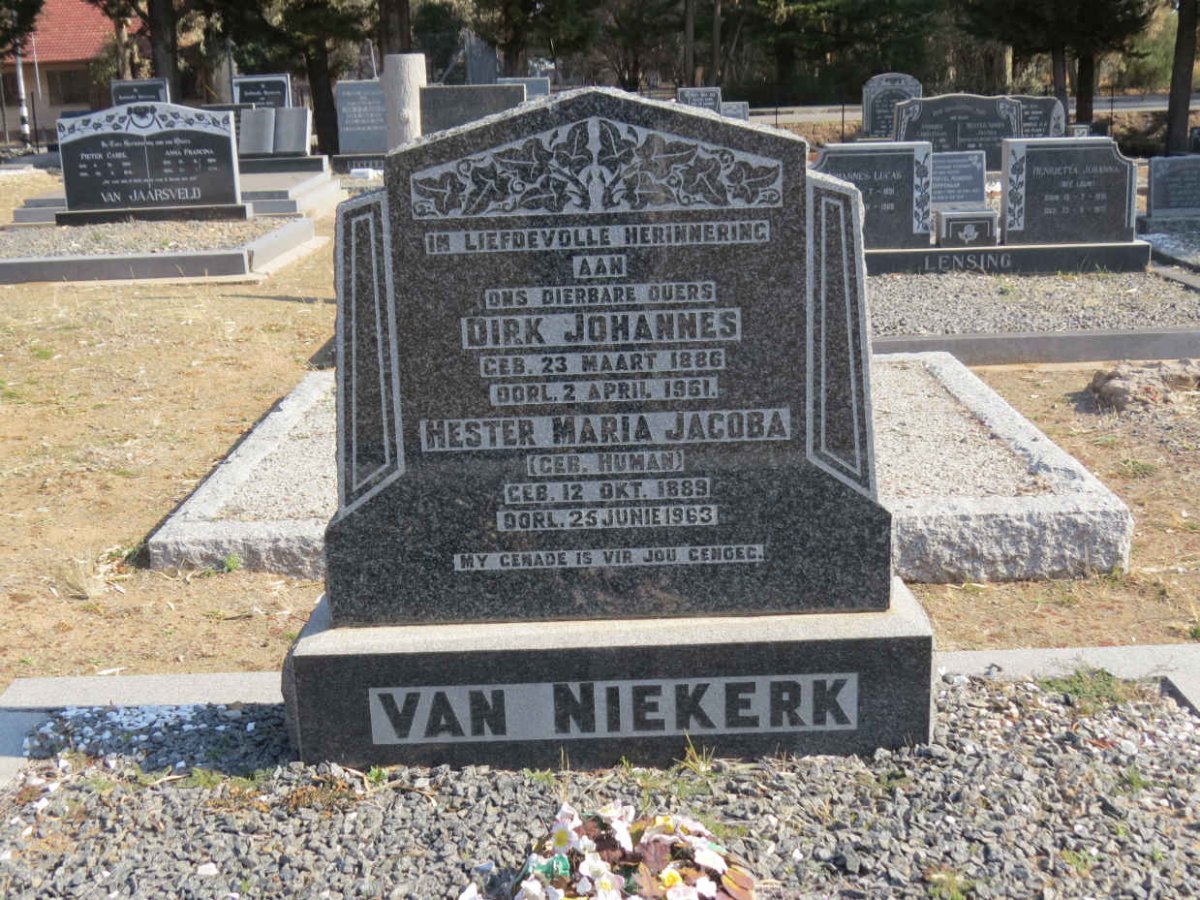 NIEKERK Dirk Johannes, van 1886-1961 &amp; Hester Maria Jacoba HUMAN 1889-1963