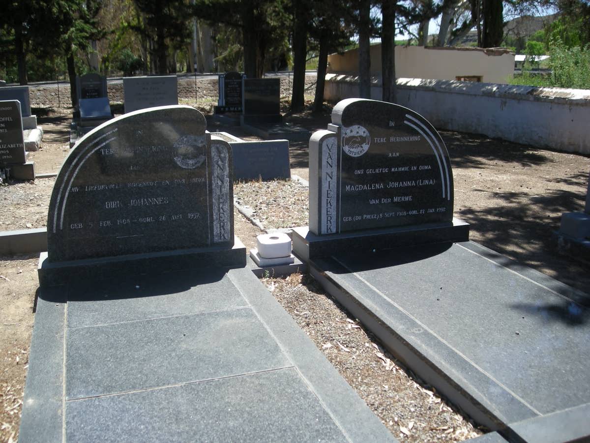NIEKERK Dirk Johannes, van 1908-1957 &amp; Magdalena Johanna VAN DER MERWE voorheen VAN NIEKERK nee DU PREEZ 1908-1992
