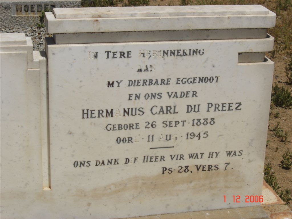 PREEZ Hermanus Carl, du 1888-1945