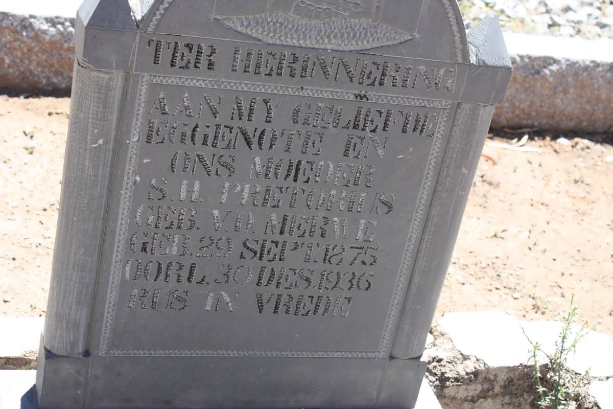 PRETORIUS S.H. nee V.D. MERWE 1875-1936