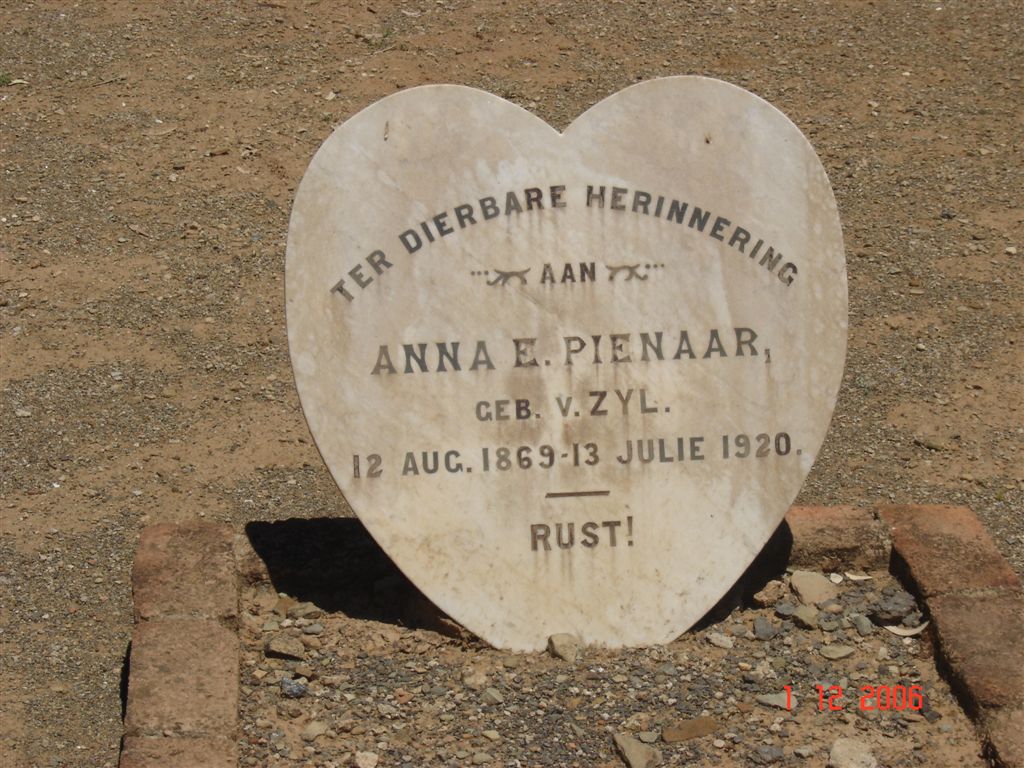 PIENAAR Anna E. nee V. ZYL 1869-1920